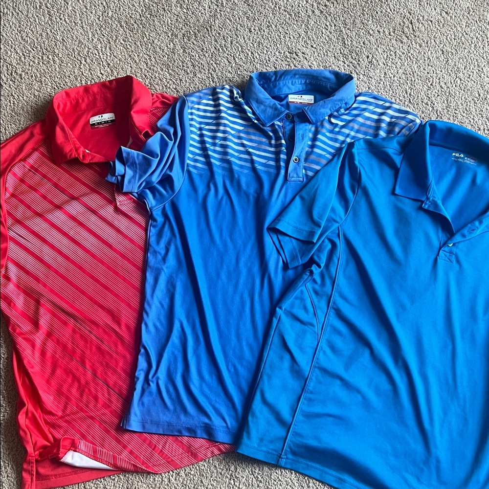 Bundle of 3 men’s golf polo shirts… 2 Grand Slam  1 Fila